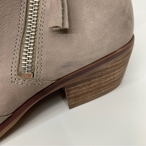 Sam Edelman Gray Leather Round Toe Western Bootie With Zipper Pull Ankle Sz 6 - Picture 5 of 13